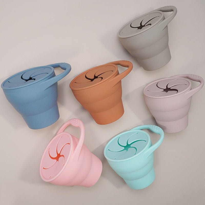 Kids Snack Cup BPA-Free Silicone Leak-Proof Lid Easy-Open Handle