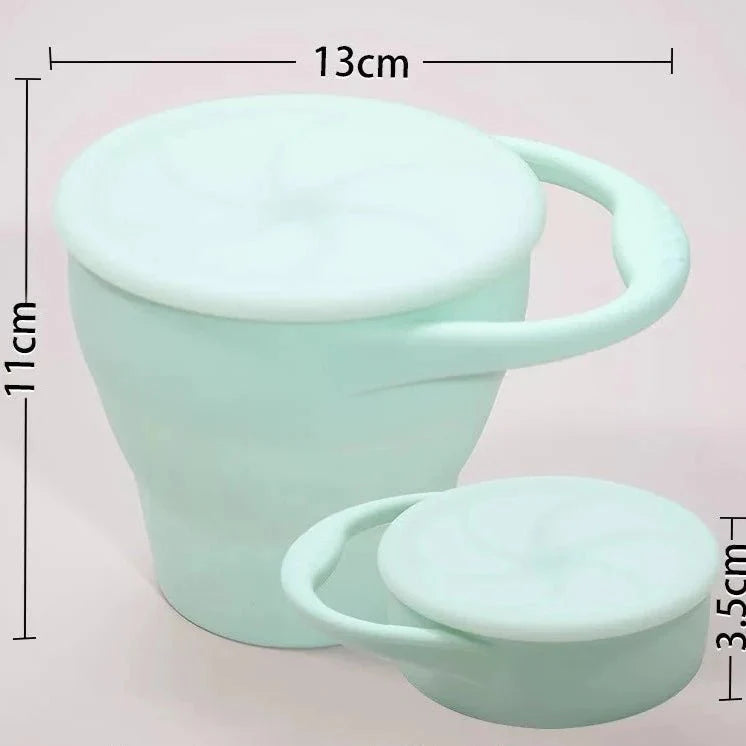Kids Snack Cup BPA-Free Silicone Leak-Proof Lid Easy-Open Handle