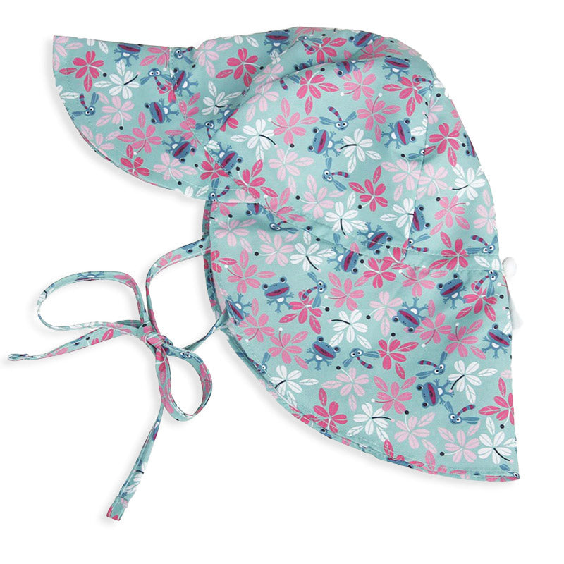 Kids Sun Hat Wide Brim Neck Flap Chin Strap