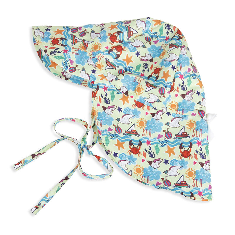 Kids Sun Hat Wide Brim Neck Flap Chin Strap