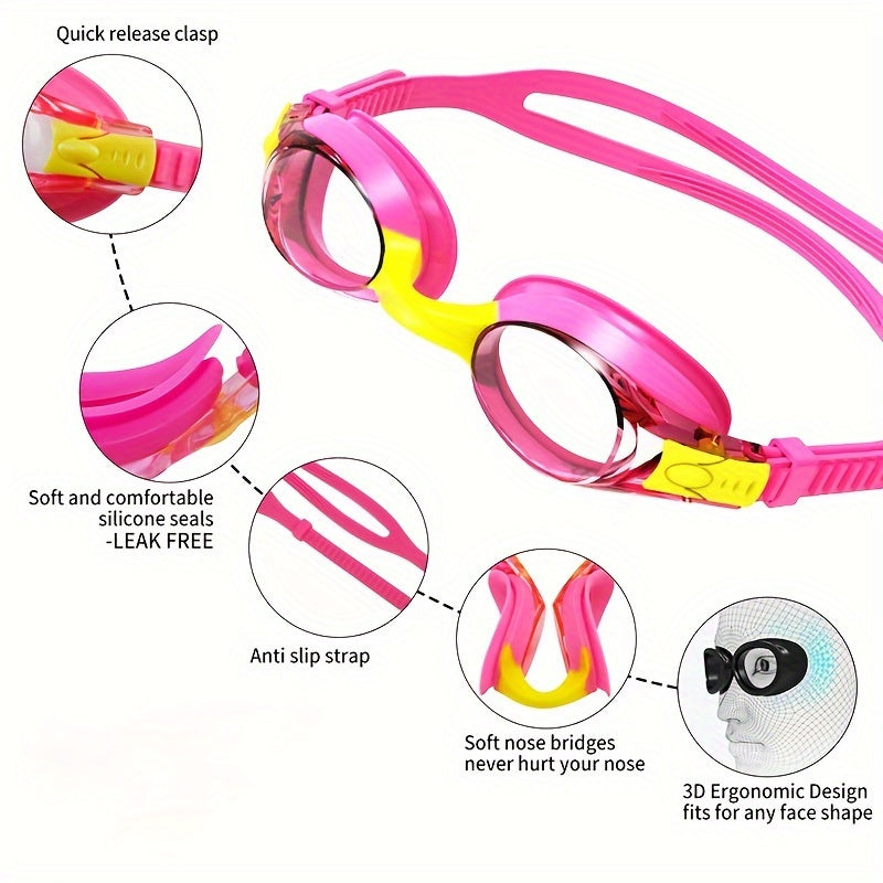 Kids Swim Goggles Anti-Fog & Leak-Proof Silicone Adjustable Strap