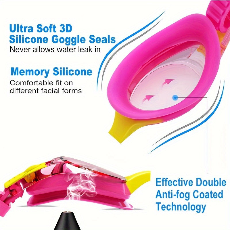 Kids Swim Goggles Anti-Fog & Leak-Proof Silicone Adjustable Strap