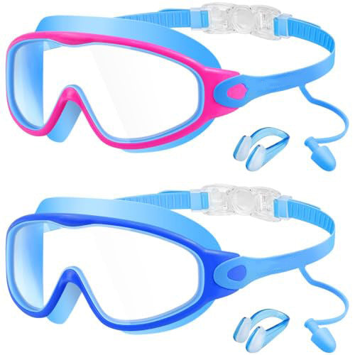 Kids Swim Goggles Anti-Fog UV Lenses & Integrated Earplugs