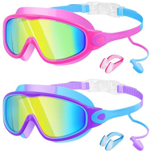 Kids Swim Goggles Anti-Fog UV Lenses & Integrated Earplugs