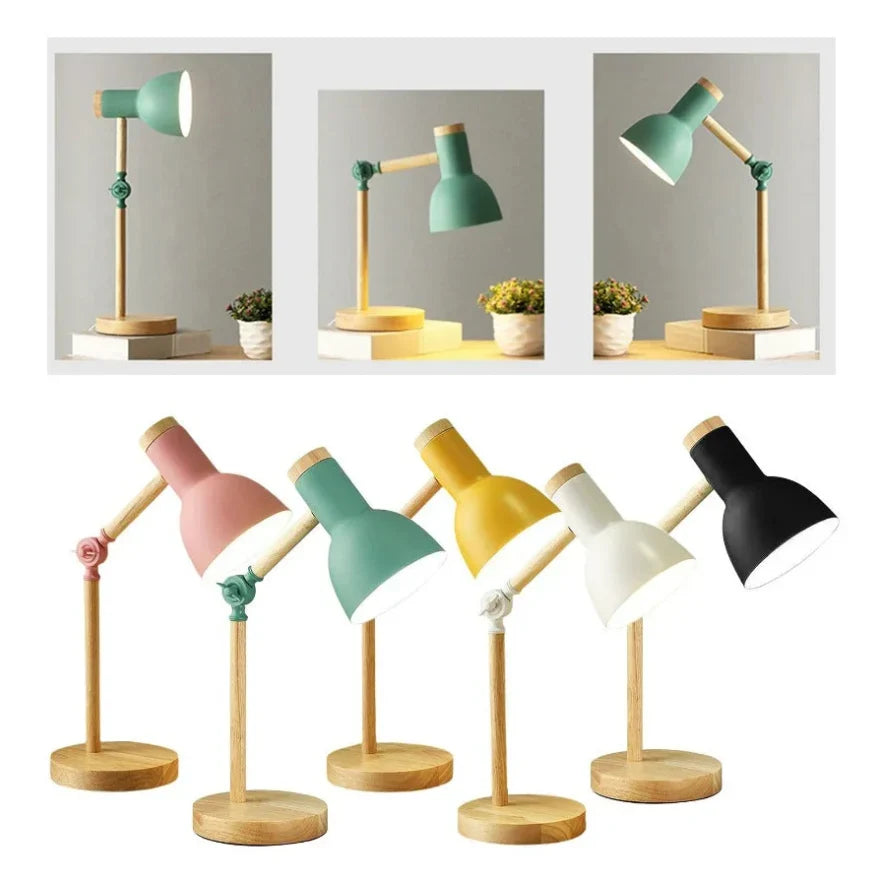 Kids Table Lamp Adjustable & Foldable Wooden Base