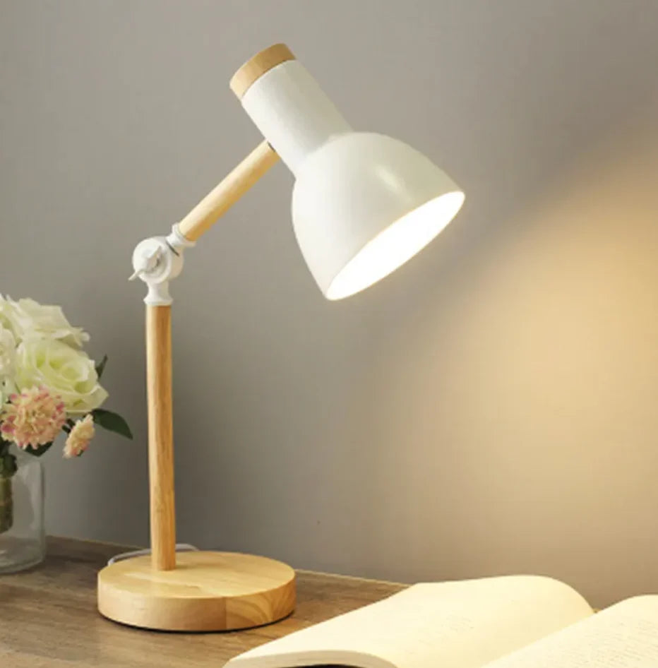 Kids Table Lamp Adjustable & Foldable Wooden Base
