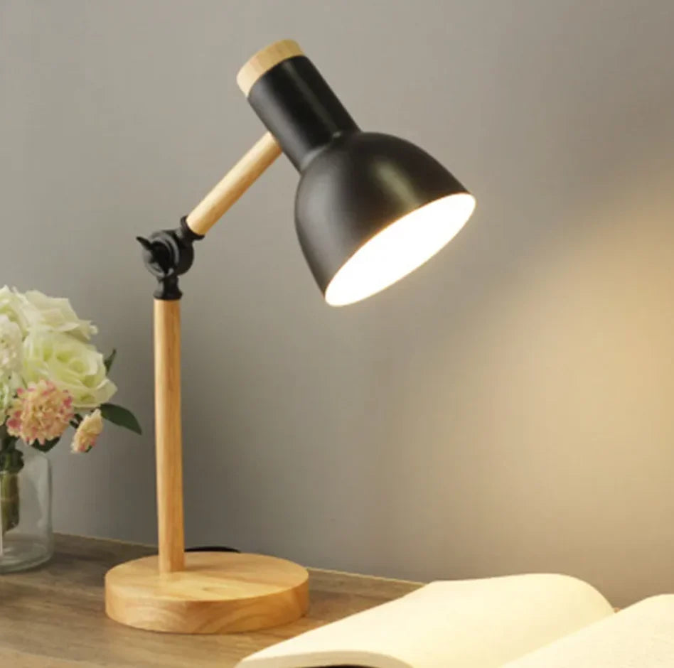 Kids Table Lamp Adjustable & Foldable Wooden Base