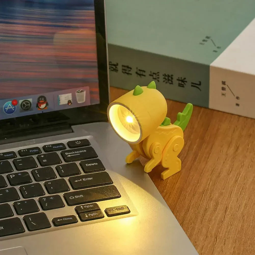Kids Table Lamp Dinosaur Movable Figure Battery Powered