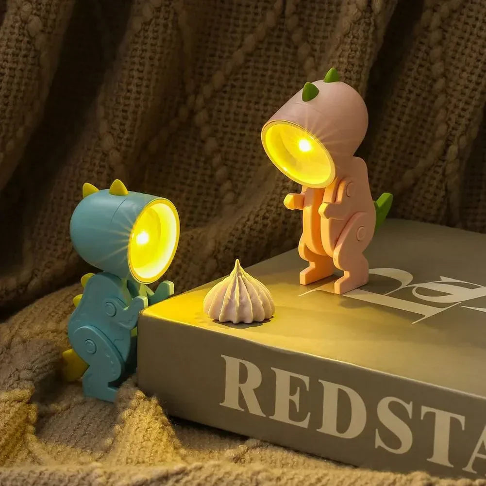 Kids Table Lamp Dinosaur Movable Figure Battery Powered