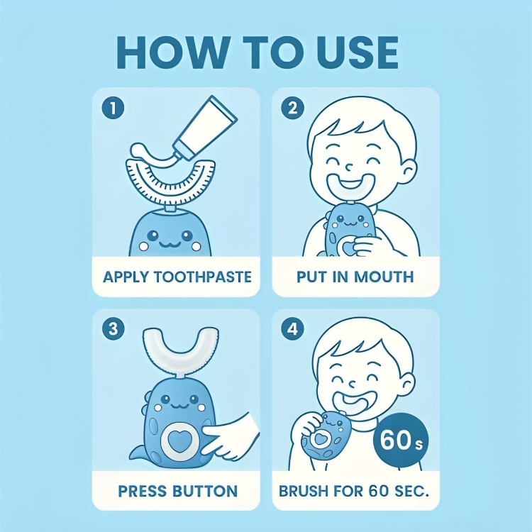 Kids Toothbrush Dinosaur Design Child-Sized Ages 2 To 12