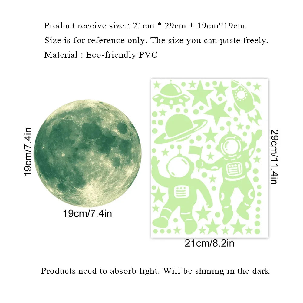 Kids Wall Decals Glow-in-the-Dark Reusable & Residue-Free