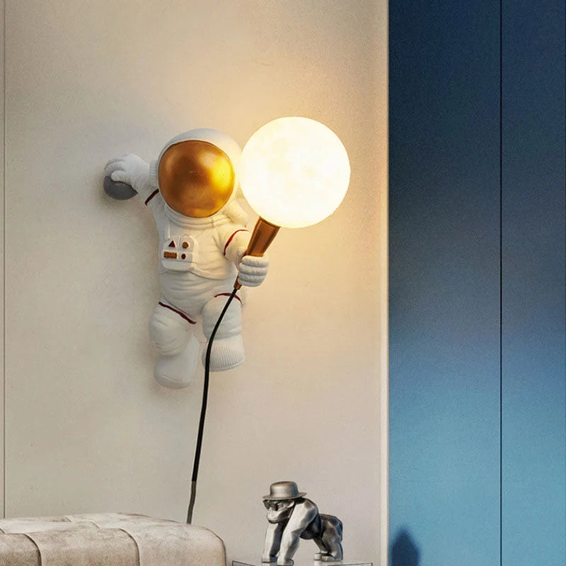Kids Wall Lamp Astronaut Design Warm Glare-Free LED
