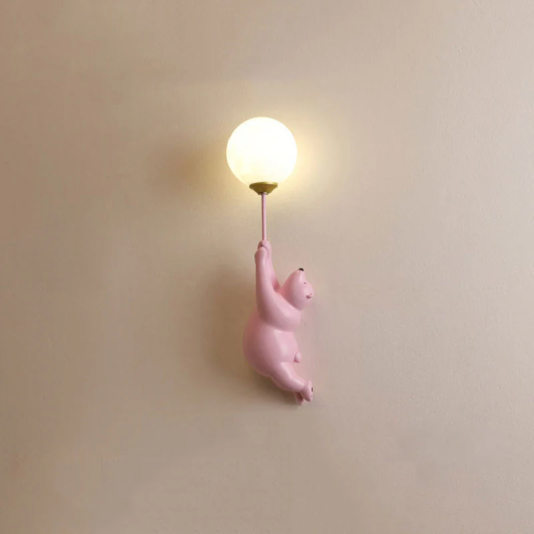 Kids Wall Light Bear Design 3-Color LED Resin & Acrylic