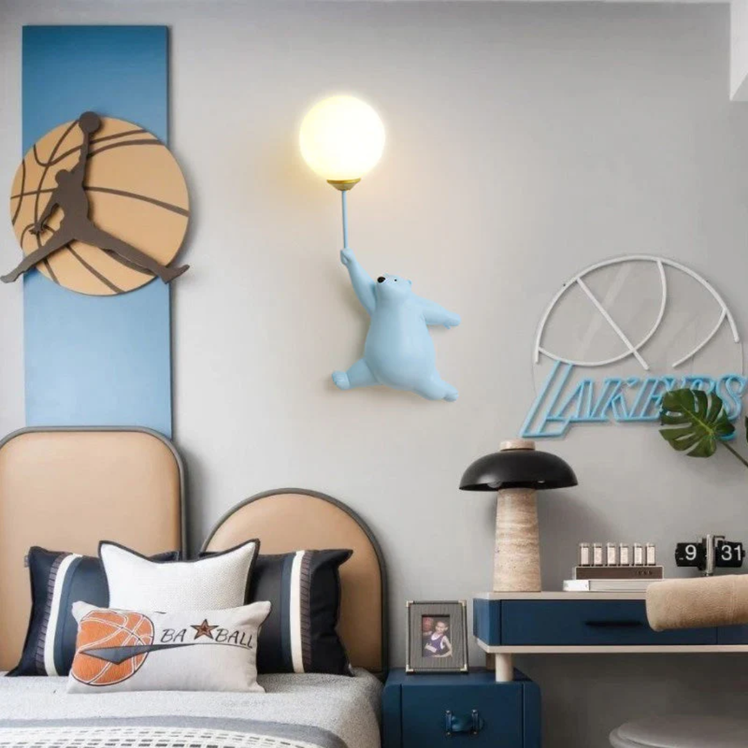 Kids Wall Light Bear Design 3-Color LED Resin & Acrylic