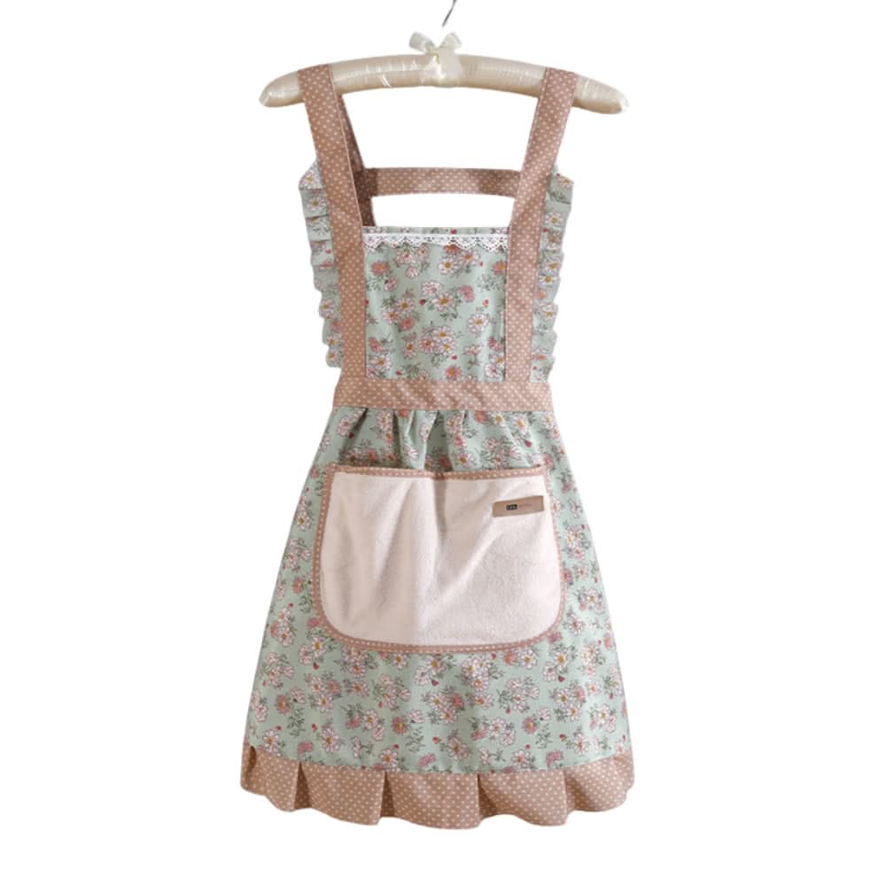 Kitchen Apron Cotton Waterproof & Oil-Resistant Pockets Adjustable Strap