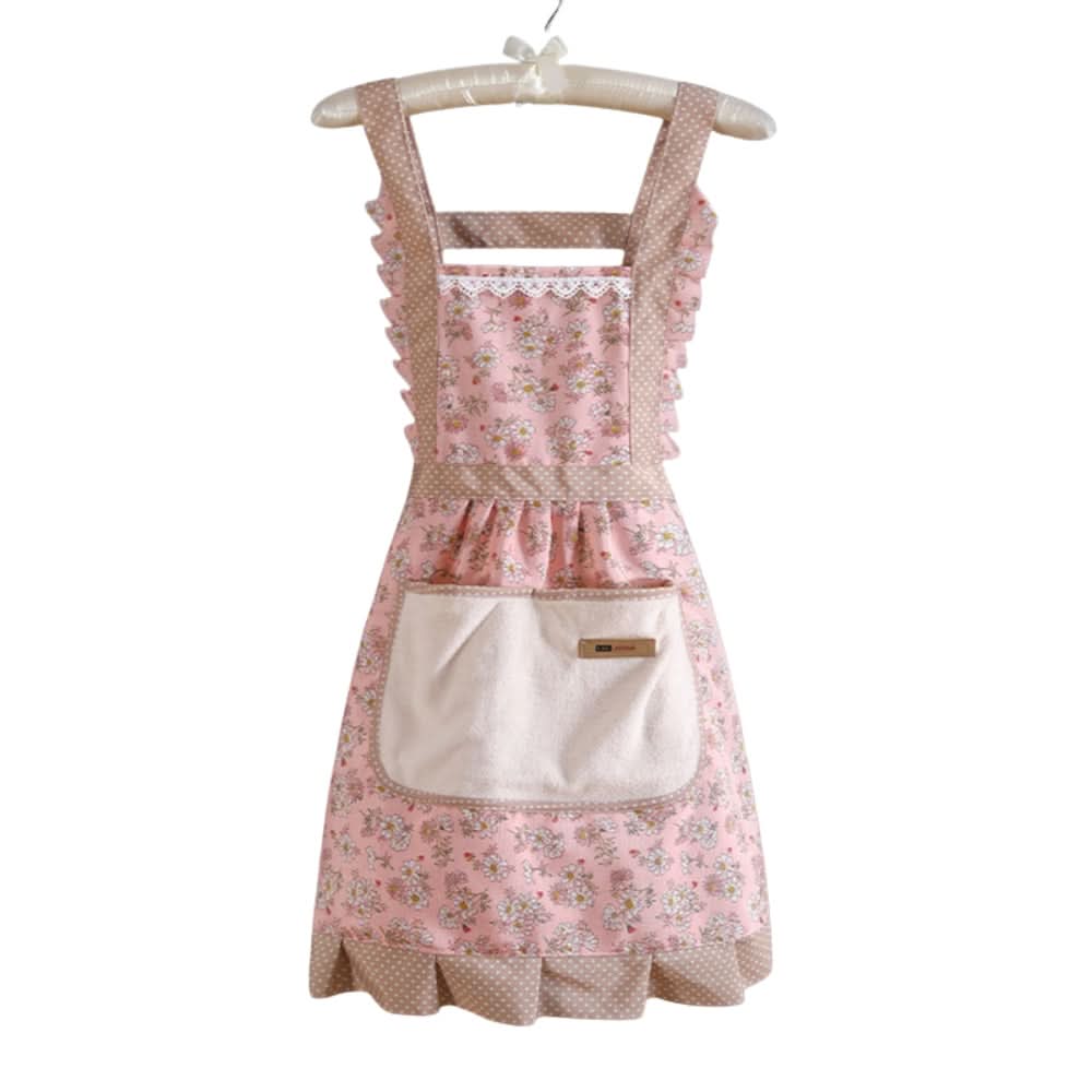 Kitchen Apron Cotton Waterproof & Oil-Resistant Pockets Adjustable Strap