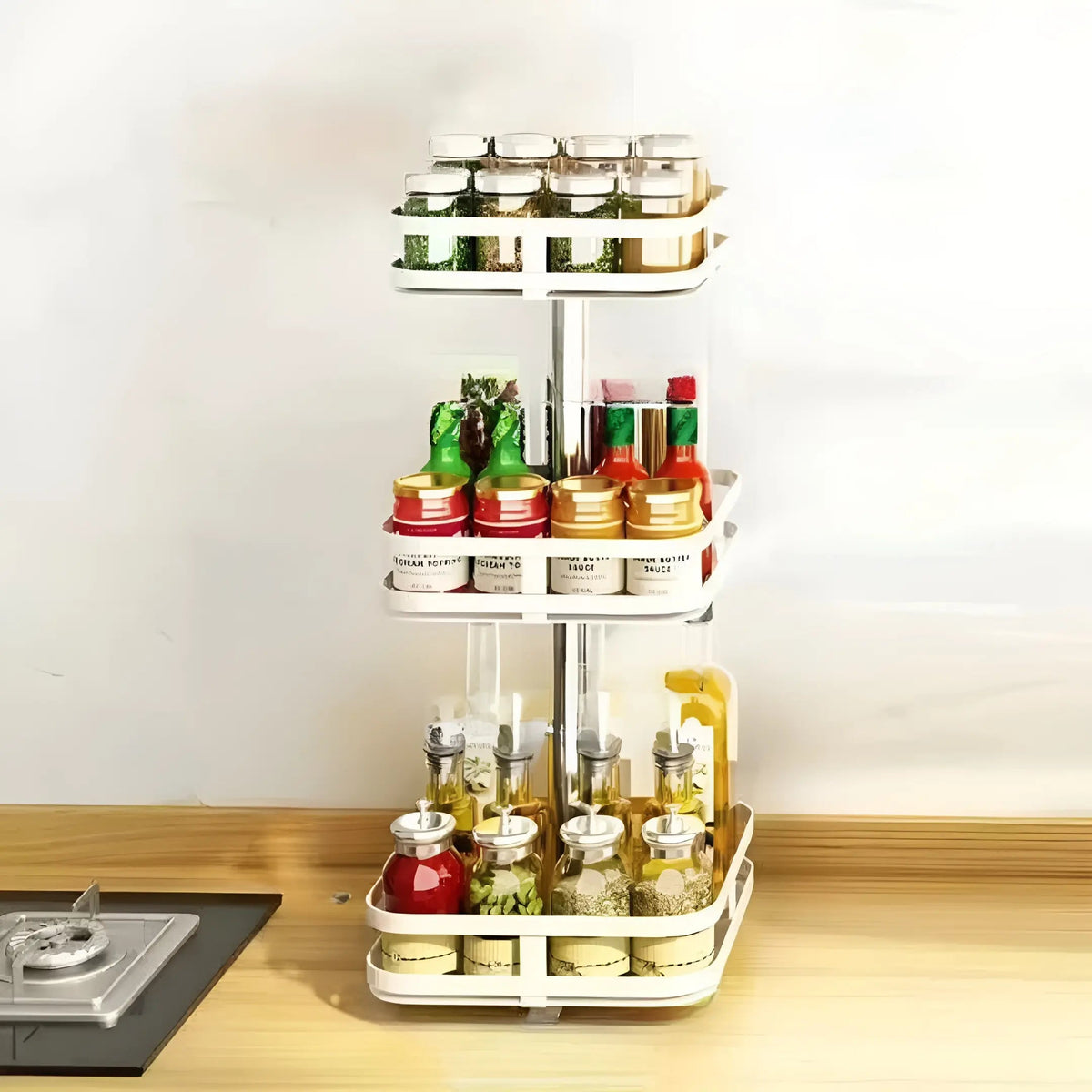 Kitchen Cabinet Organizer Rotating Metal Space-Saving