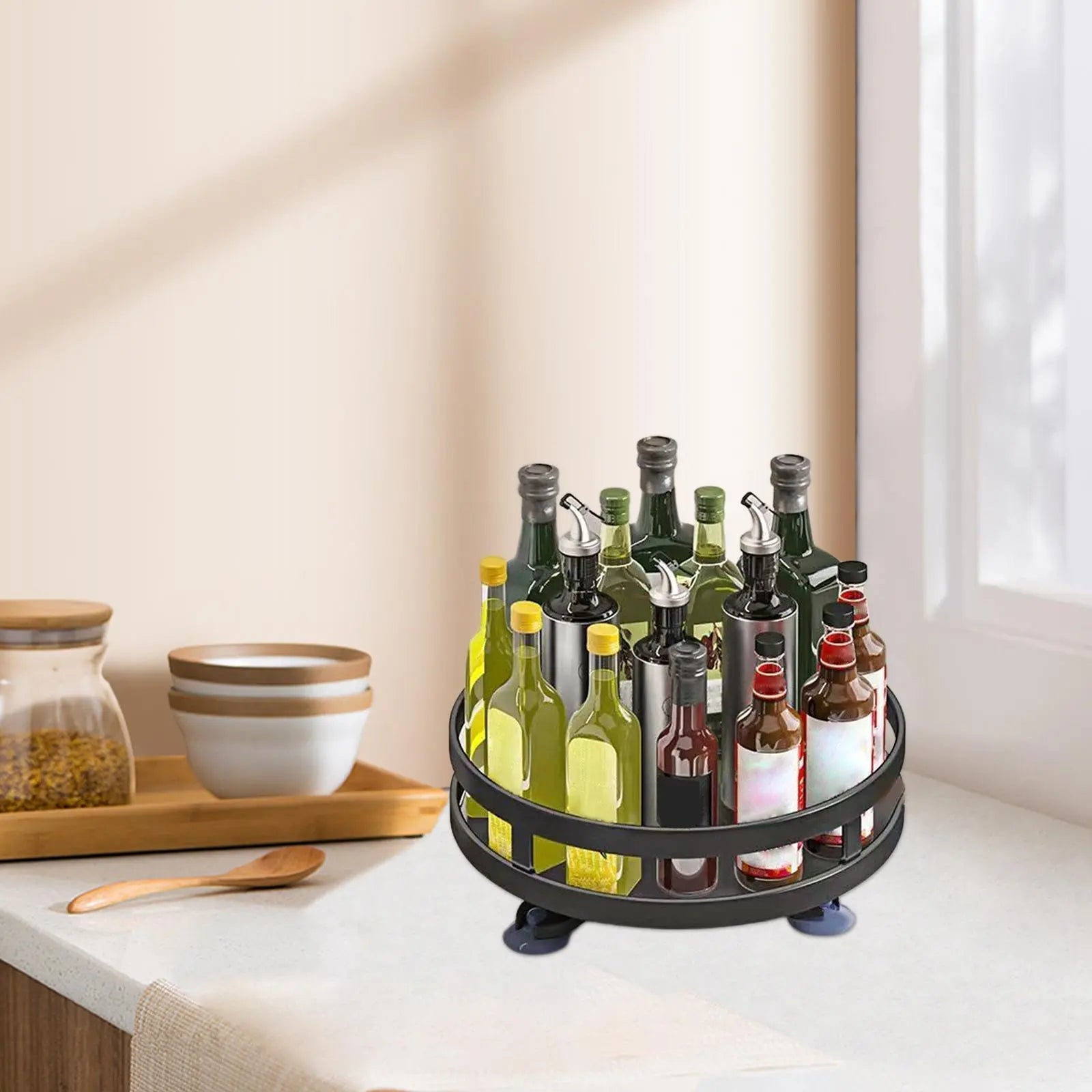 Kitchen Cabinet Organizer Rotating Metal Space-Saving