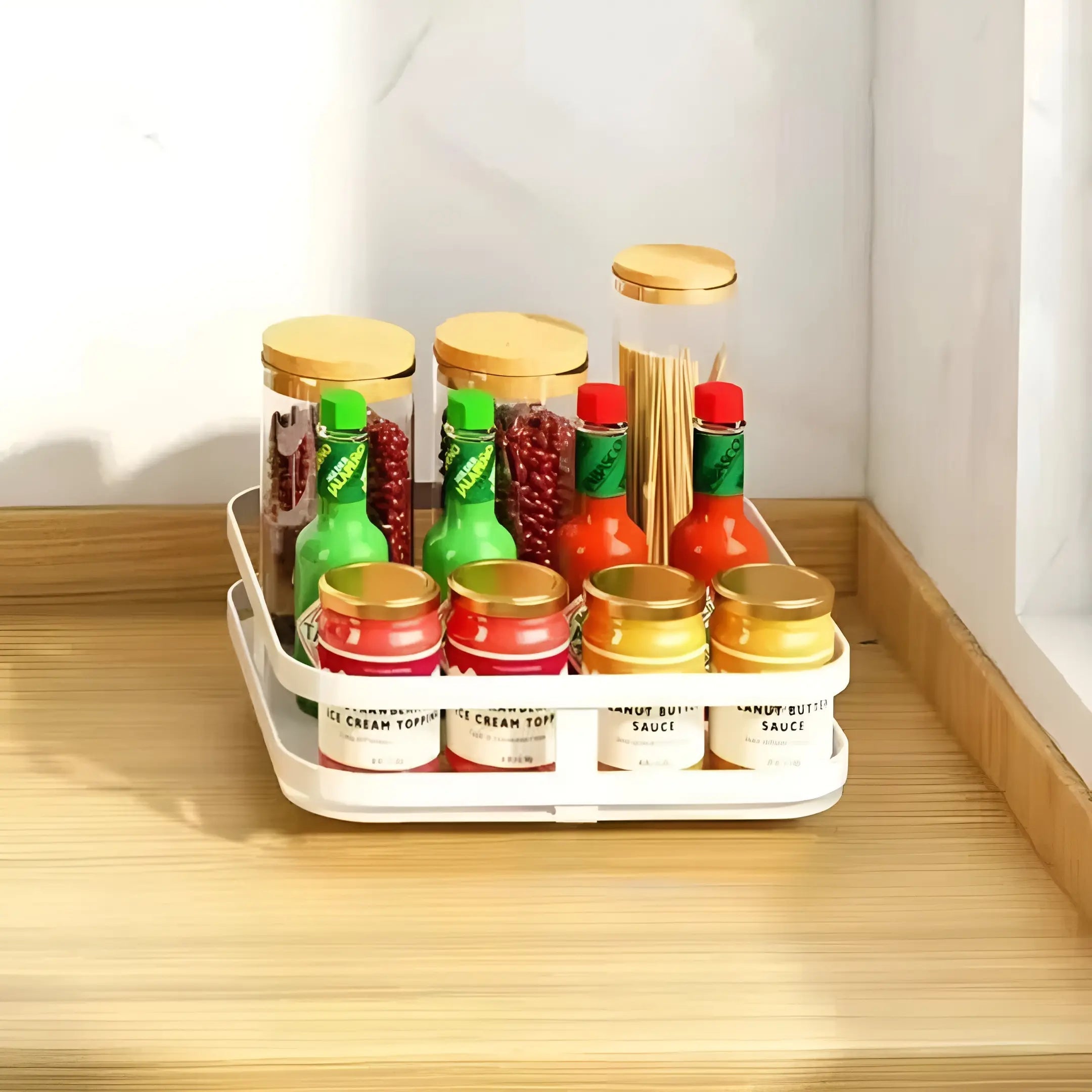 Kitchen Cabinet Organizer Rotating Metal Space-Saving