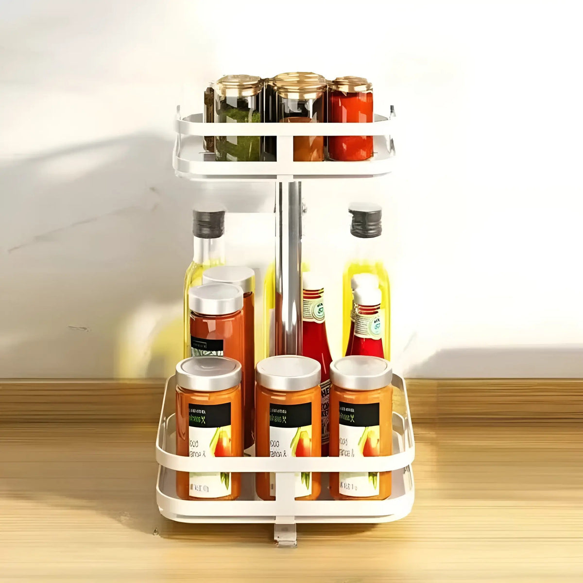 Kitchen Cabinet Organizer Rotating Metal Space-Saving