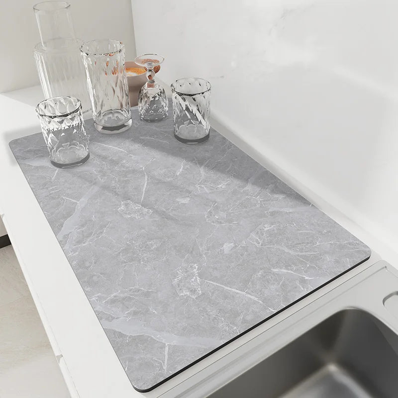 Kitchen Drying Mat Diatomite Quick Dry Non-Slip Rubber Base