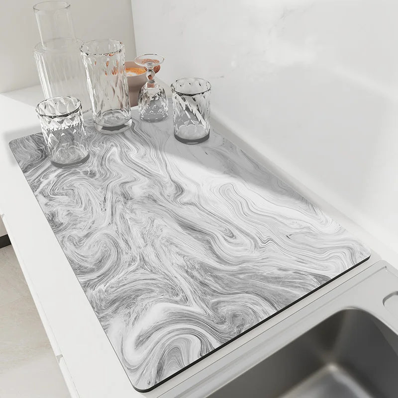 Kitchen Drying Mat Diatomite Quick Dry Non-Slip Rubber Base