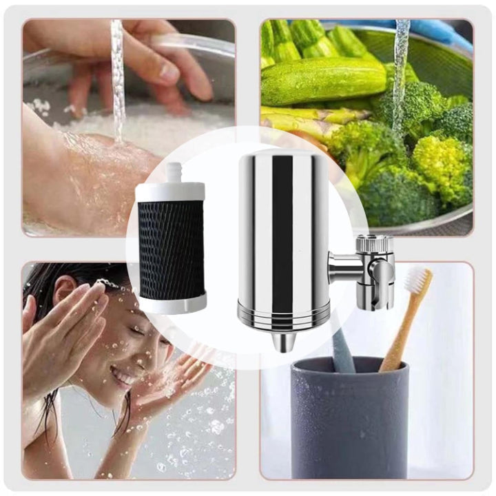 Kitchen Faucet Filter Stainless Steel Tool-Free Replaceable Cartridge
