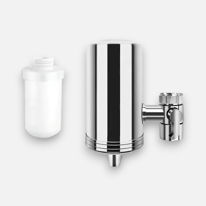 Kitchen Faucet Filter Stainless Steel Tool-Free Replaceable Cartridge