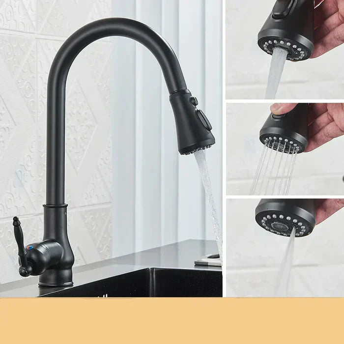Kitchen Faucet Pull-Out Swivel Single-Lever Antique Brass