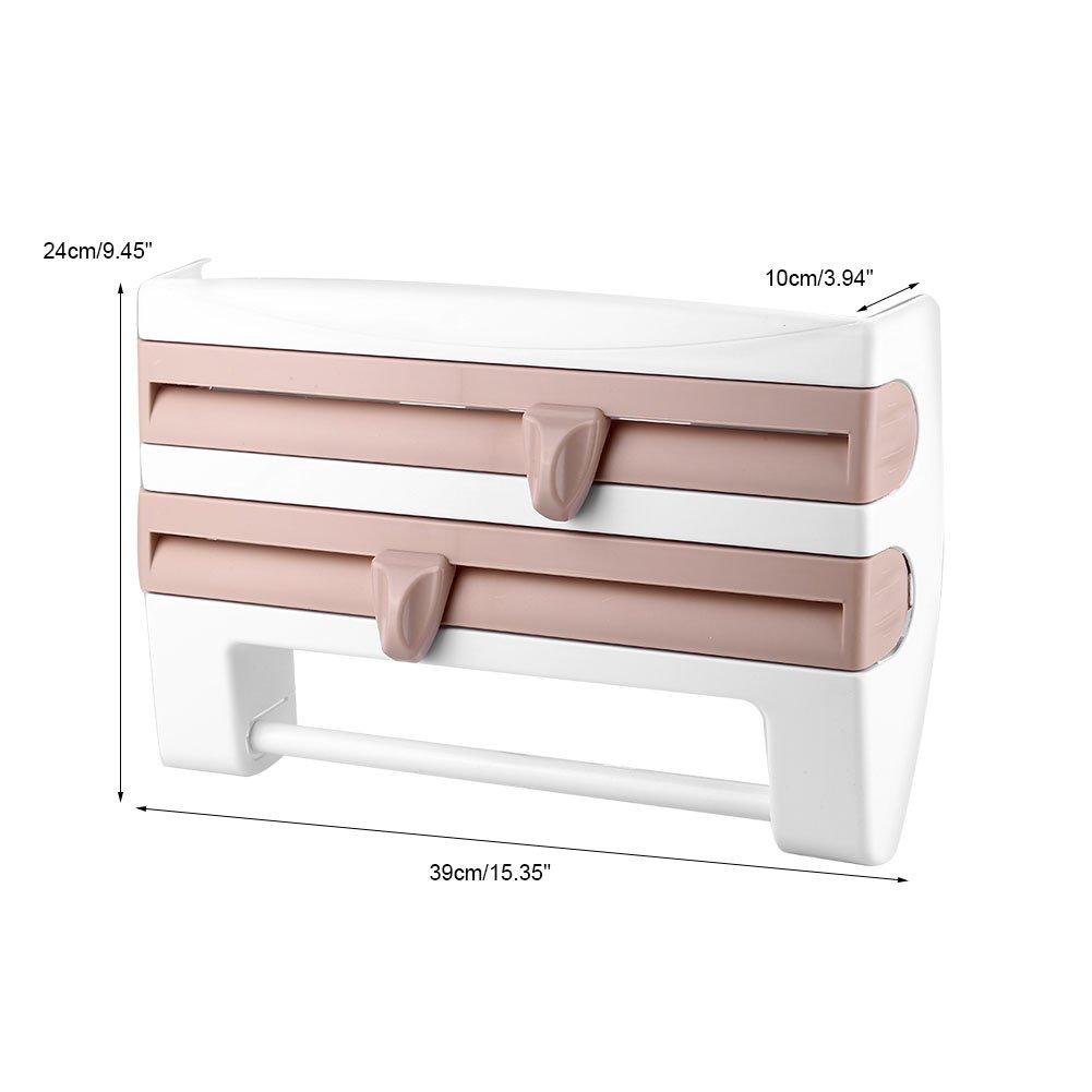 Kitchen Film & Towel Organizer Wall-Mounted Space-Saving Built-In Cutters