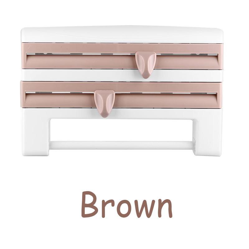Kitchen Film & Towel Organizer Wall-Mounted Space-Saving Built-In Cutters