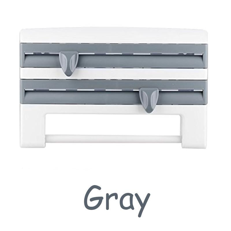Kitchen Film & Towel Organizer Wall-Mounted Space-Saving Built-In Cutters