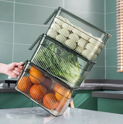 Kitchen Food Storage Container Stackable Clear Window BPA-Free