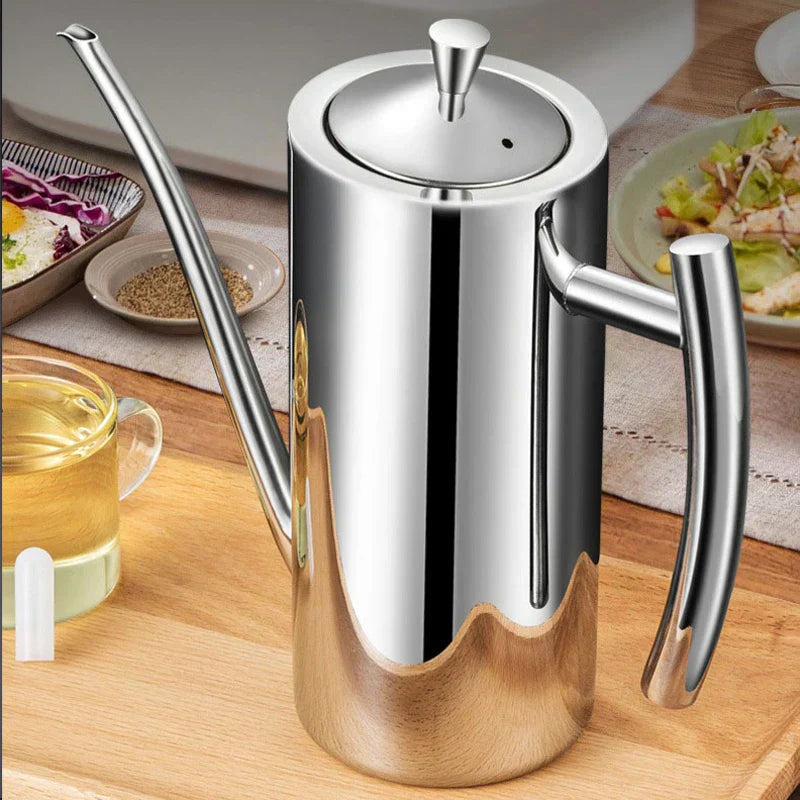 Kitchen Oil Dispenser Stainless Steel Precise Spout & Ergonomic Handle