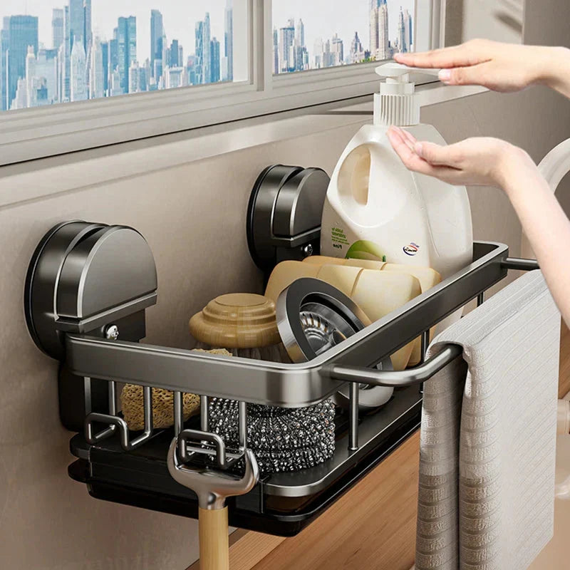 Kitchen Shelf Suction Cup Mount Aluminum Open Grid