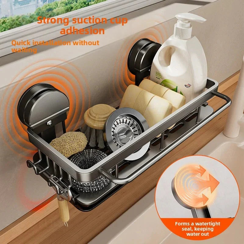 Kitchen Shelf Suction Cup Mount Aluminum Open Grid