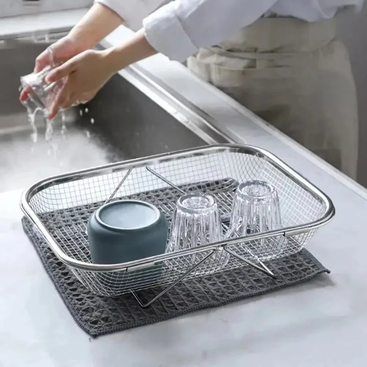 Kitchen Sink Basket Stainless Steel Fine Mesh Adjustable Width