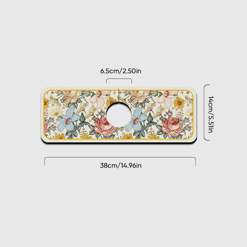 Kitchen Sink Mat Absorbent Non-Slip Faucet Cutout