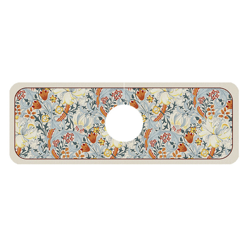 Kitchen Sink Mat Absorbent Non-Slip Faucet Cutout