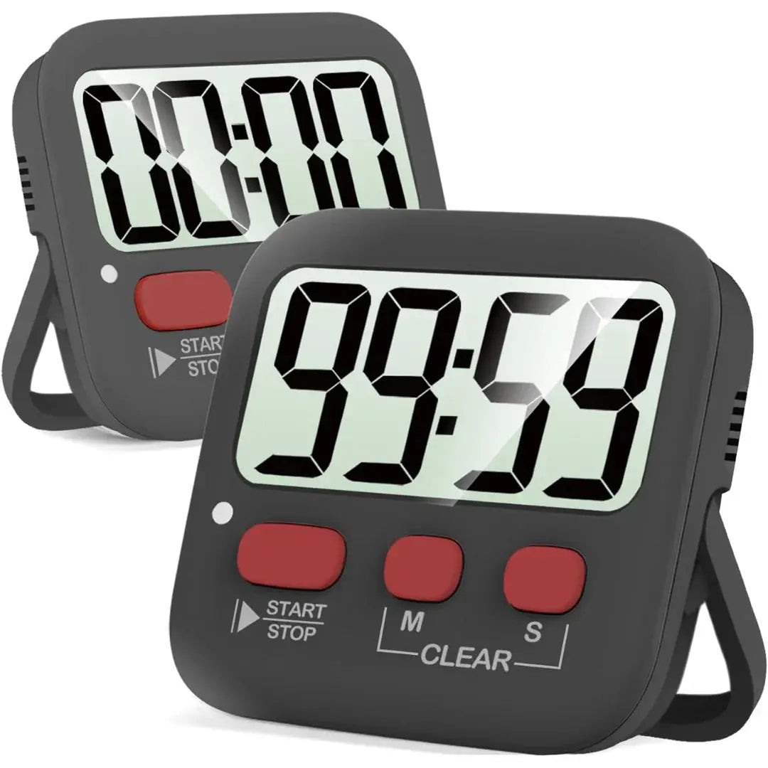 Kitchen Timer Set of 2 Large LCD Magnetic Stand
