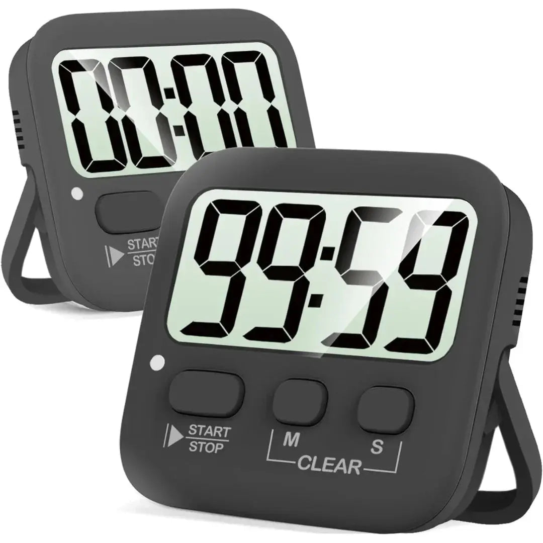 Kitchen Timer Set of 2 Large LCD Magnetic Stand