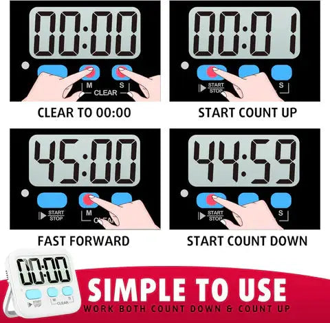 Kitchen Timer Set of 2 Large LCD Magnetic Stand