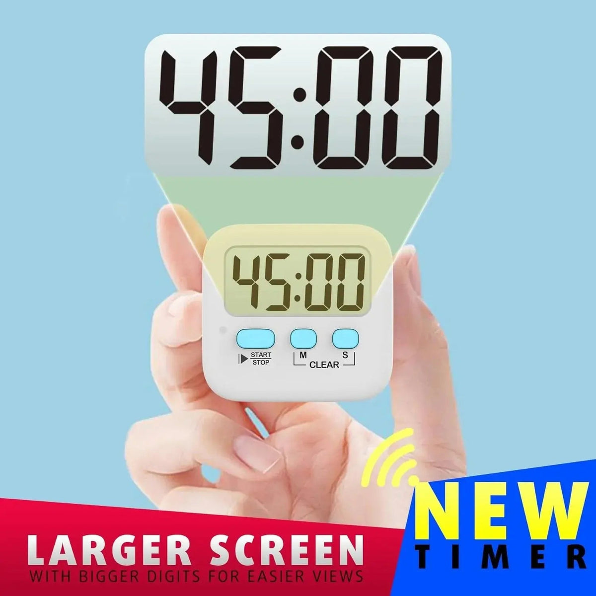 Kitchen Timer Set of 2 Large LCD Magnetic Stand