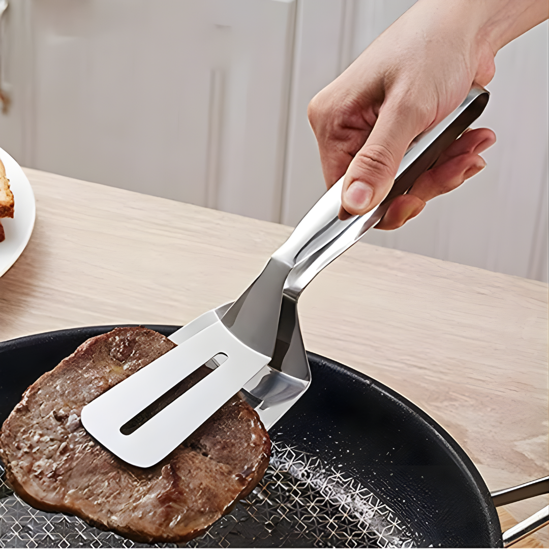 Kitchen Tongs 2-in-1 Turner & Gripper Stainless Steel