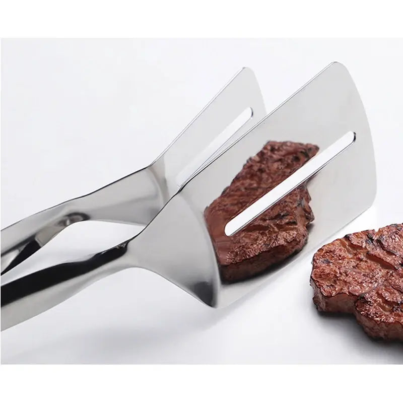 Kitchen Turner & Tongs 2-In-1 Stainless Steel Slotted