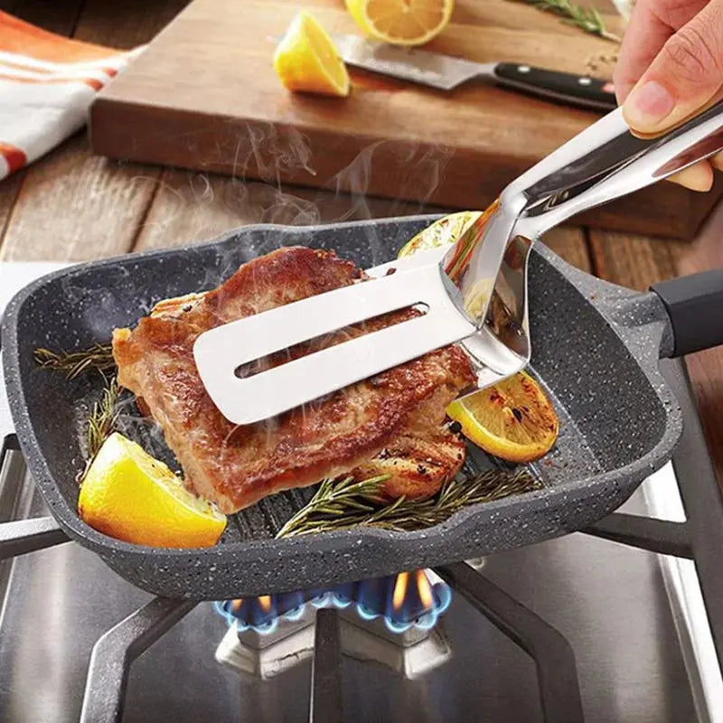 Kitchen Turner & Tongs 2-In-1 Stainless Steel Slotted