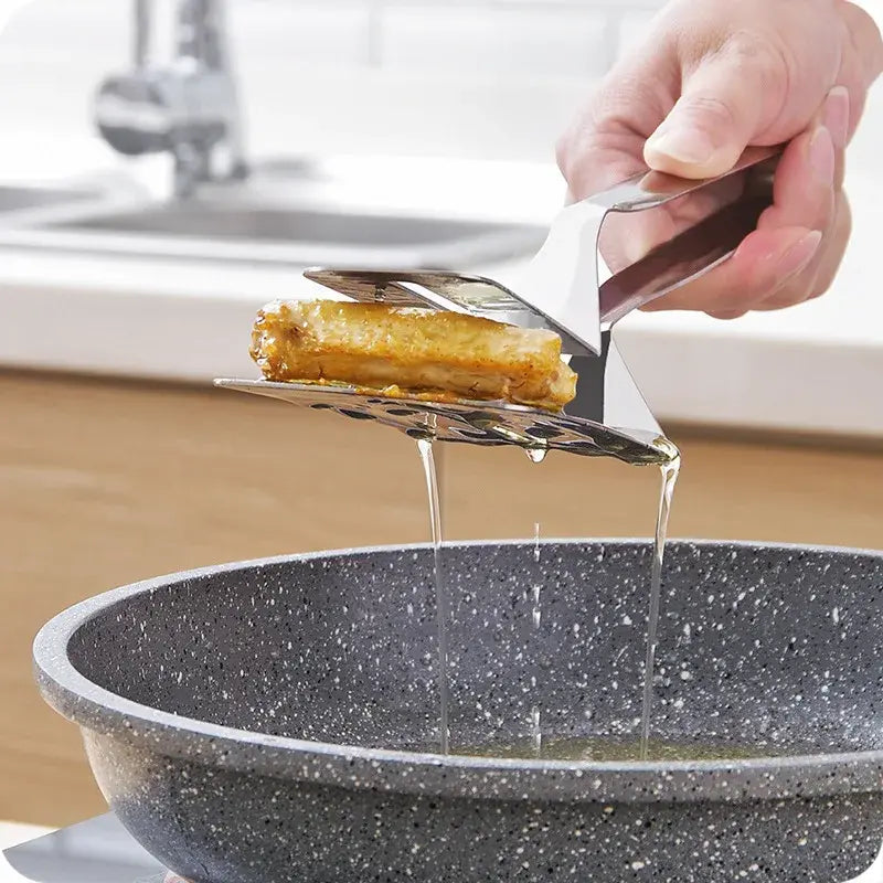Kitchen Turner & Tongs 2-In-1 Stainless Steel Slotted