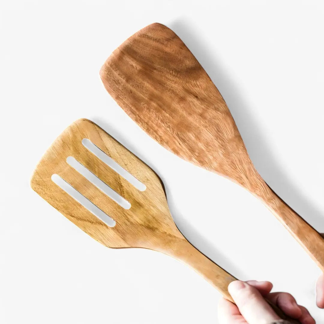 Kitchen Utensil Set Solid Teak Heat-Resistant Scratch-Free