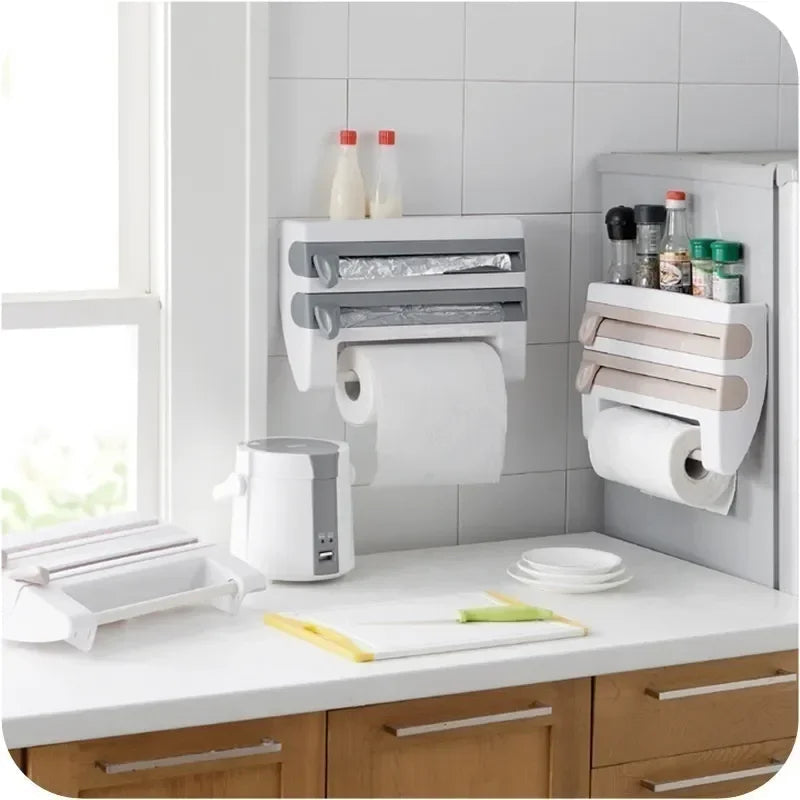 Kitchen Wall Organizer Dual Blade Foil & Towel Holder