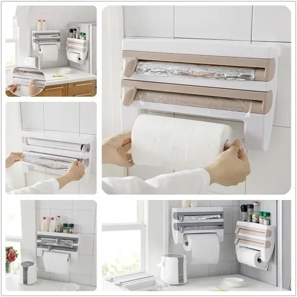 Kitchen Wall Organizer Dual Blade Foil & Towel Holder